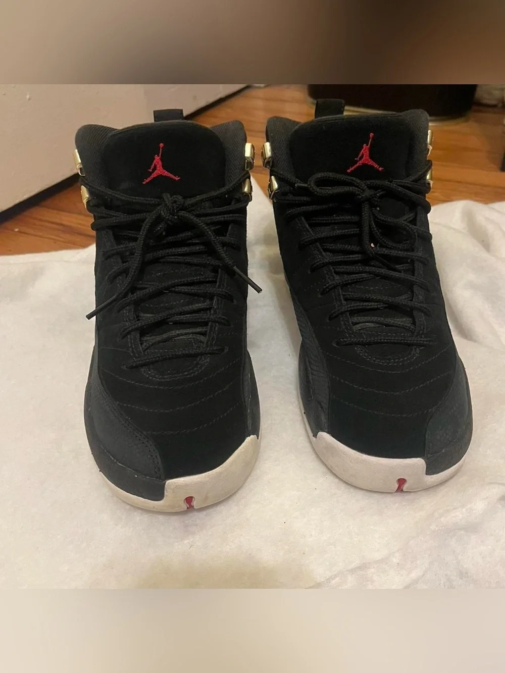 Black and White Jordan 12s